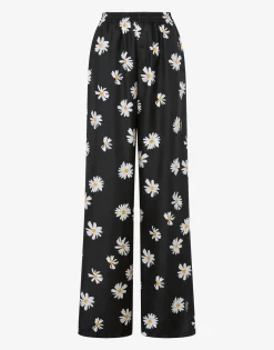 Moschino Pants & Shorts^Silk Twill Trousers Allover Daisy BLACK
