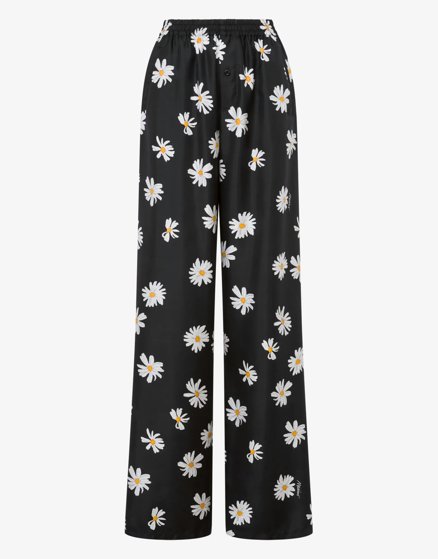 Moschino Pants & Shorts^Silk Twill Trousers Allover Daisy BLACK