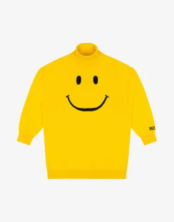 Moschino Girl^Smiley® Embroidery wool knit dress SAFFRON YELLOW