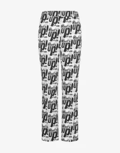 Moschino Co-ords|Pants & Shorts^Stretch cotton satin pants 'What's up' BLACK