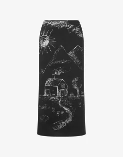 Moschino Skirts^Stretch cotton satin skirt BLACK