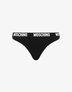 Moschino Underwear^Stretch Jersey Thong Elastic Logo Band BLACK