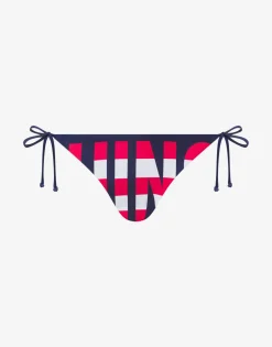 Moschino Swimwear^Striped Lettering Logo Swim Briefs with Laces DARK BLUE