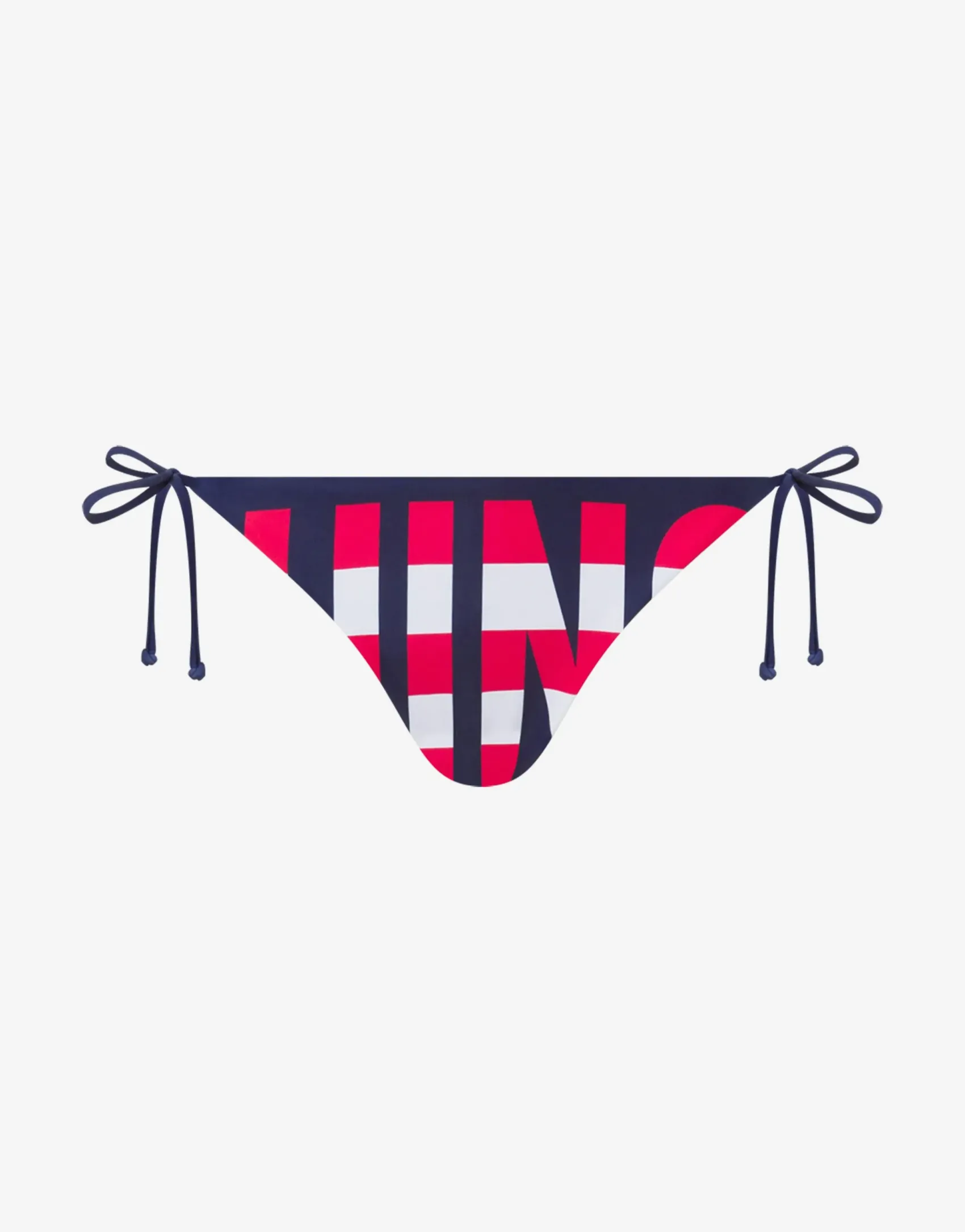 Moschino Swimwear^Striped Lettering Logo Swim Briefs with Laces DARK BLUE