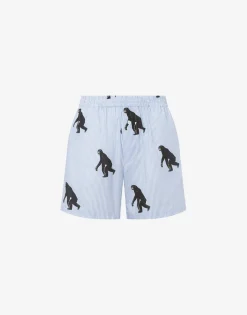 Moschino Pants & Shorts^Striped Poplin Bermuda Allover Chimpanzee AZURE