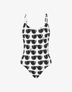 Moschino Swimwear^Sunglasses Print One-piece Swimsuit WHITE