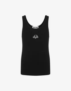Moschino T-shirts^Tank Top Laurel Crown Embroidery BLACK