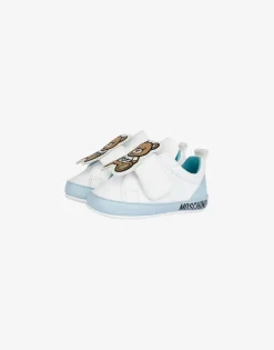 Moschino Girls Shoes|Girl^Teddy Patch Nappa leather sneakers AZURE