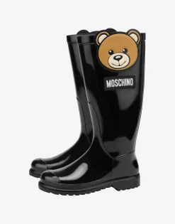 Moschino Girls Shoes|Girl^Teddy Patch rain boots BLACK