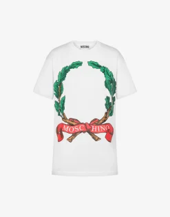 Moschino T-shirts & Sweatshirts^T-shirt in organic jersey Laurel Crown WHITE