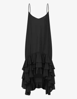 Moschino Dresses^Viscose Twill Dress with Ruffles BLACK