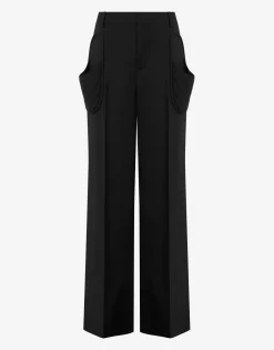 Moschino Pants & Shorts^Wool Canvas Trousers Slippers BLACK