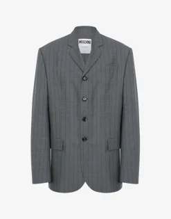 Moschino Jackets|Co-ords^Wool Pinstripe Jacket DARK GREY
