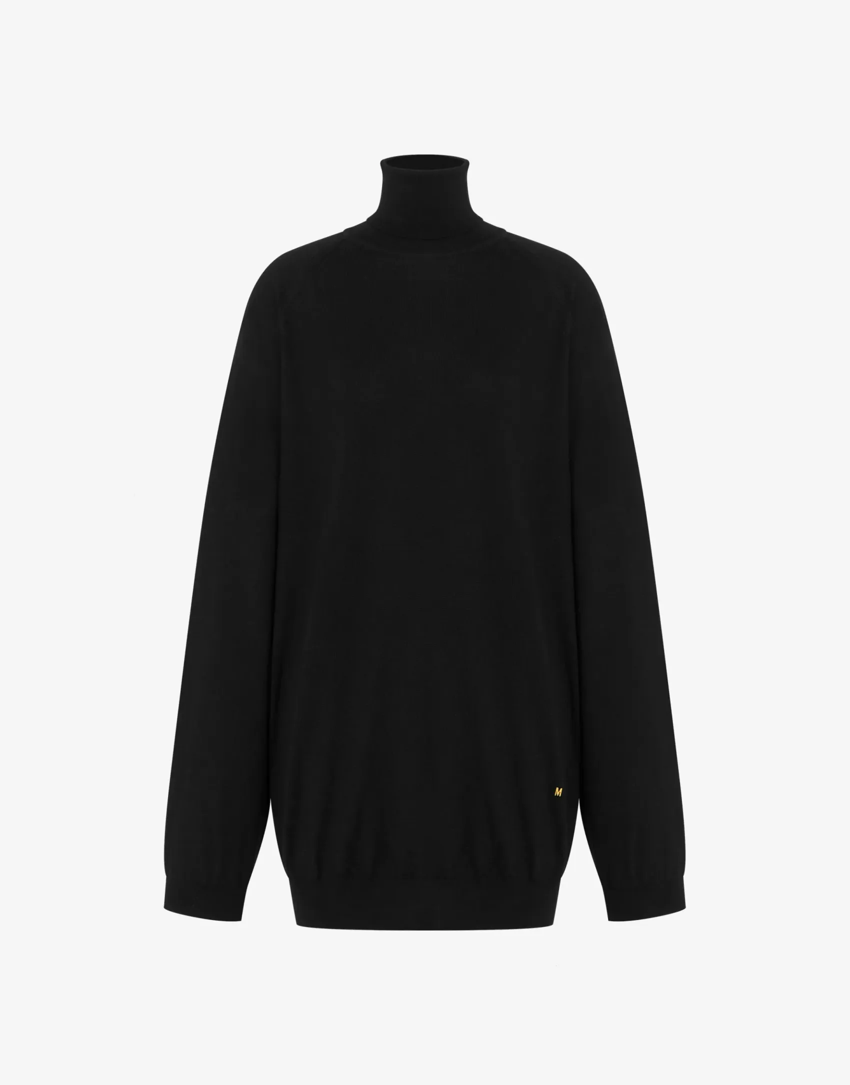 Moschino Knitwear^Wool sweater with cut-out Golden M BLACK