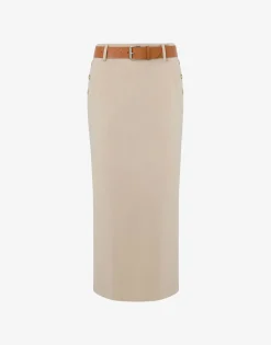 Moschino Skirts^Wool Twill Skirt Tailored Twist LIGHT BROWN