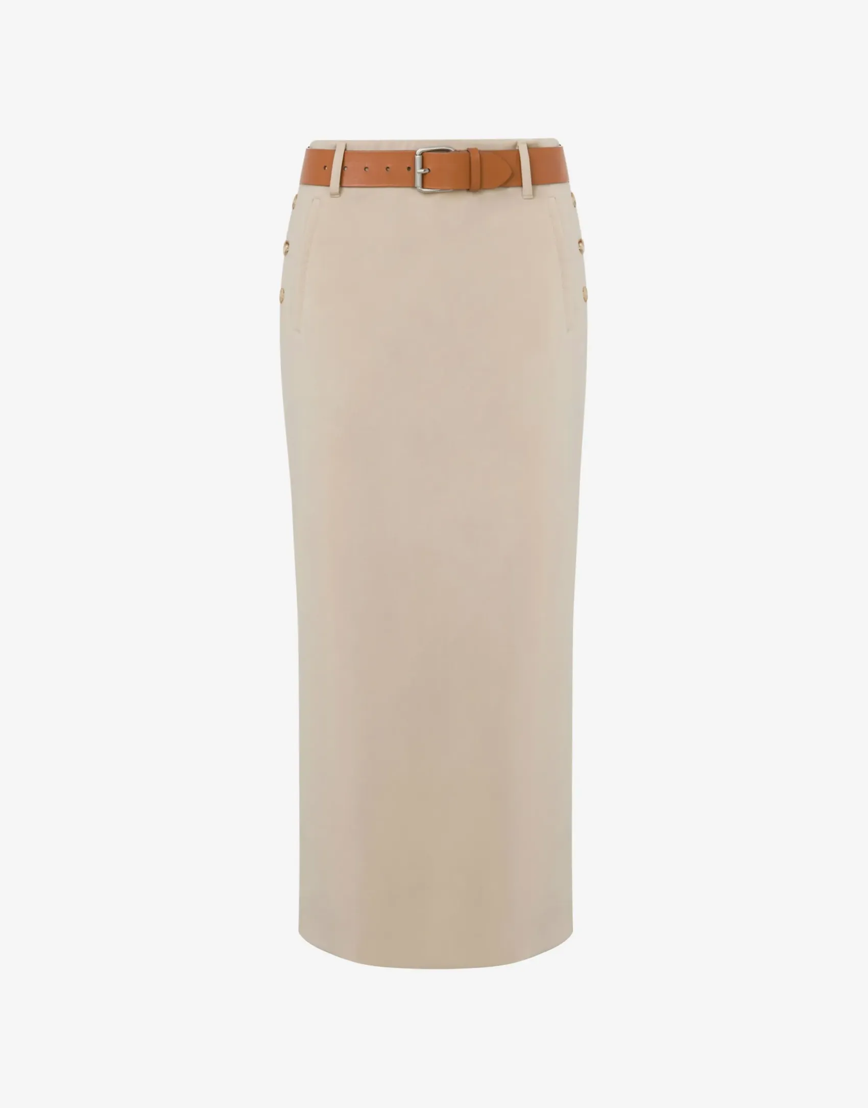 Moschino Skirts^Wool Twill Skirt Tailored Twist LIGHT BROWN